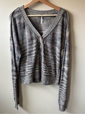 Free People Mercury Henley Marble Knit Sweater
